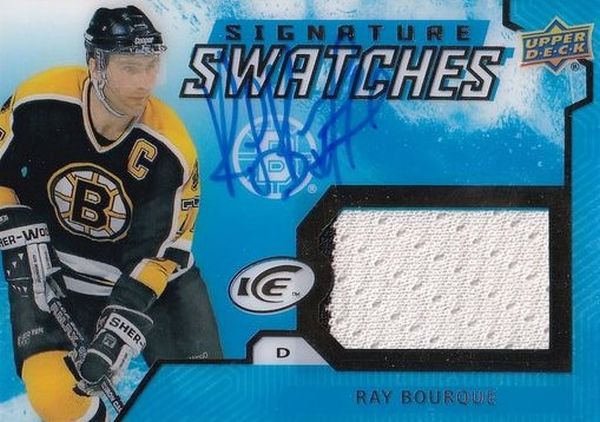 AUTO jersey karta RAY BOURQUE 21-22 UD Ice Signature Swatches číslo SS-RB